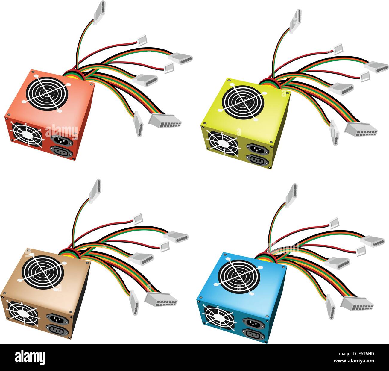 An Illustration Collection of Colorsful Computer Power Supply Box 