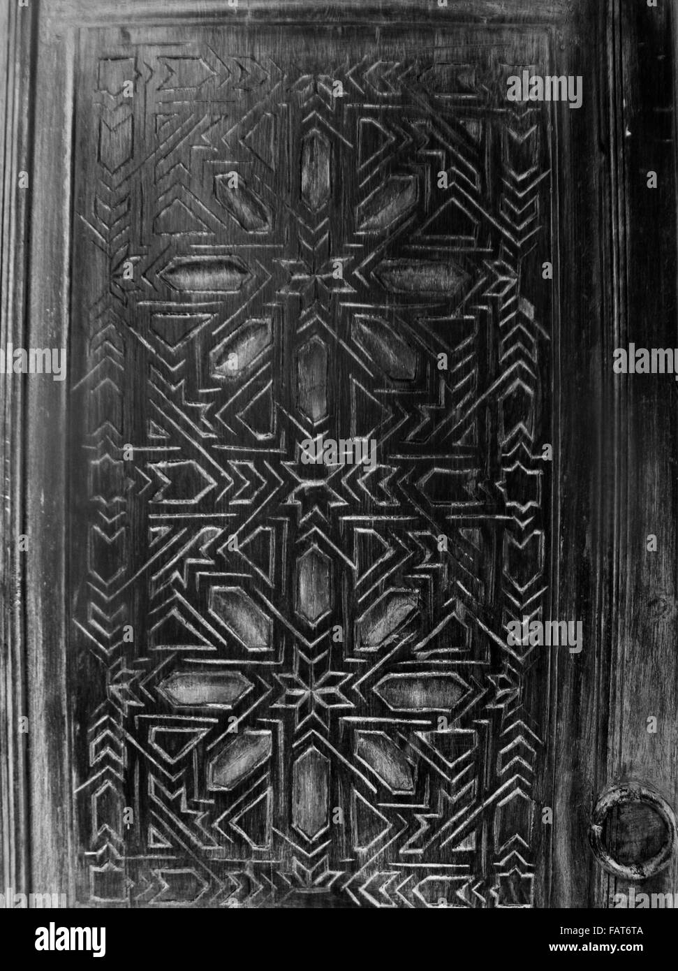 Wooden carved door in Morocco Stock Photo