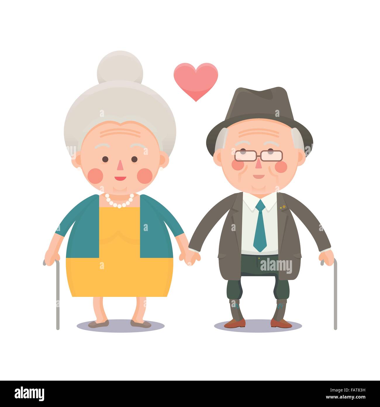Vector illustration of Elder Couple, Man and Woman holding hand with Love Stock Vector