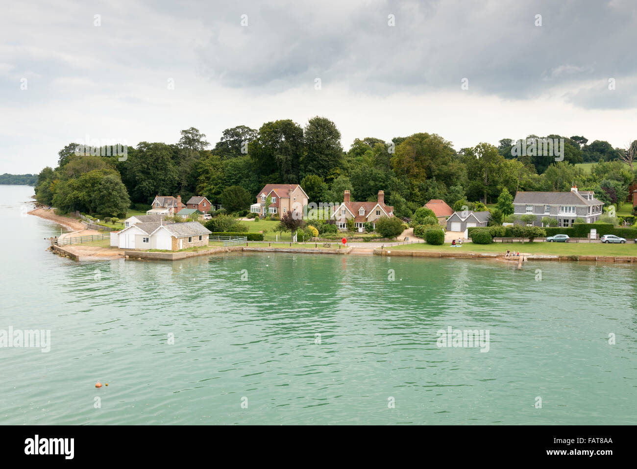Houses and buildings on the estuary at Wootton Creek at Fishbourne Isle