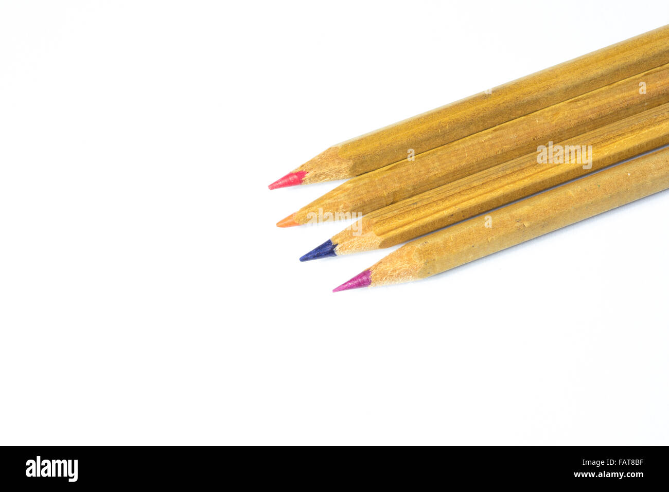 colorful wooden pencils isolated on white Stock Photo