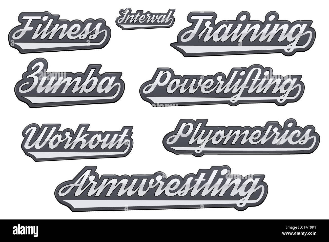 Tags of popular gym sports Stock Photo Alamy