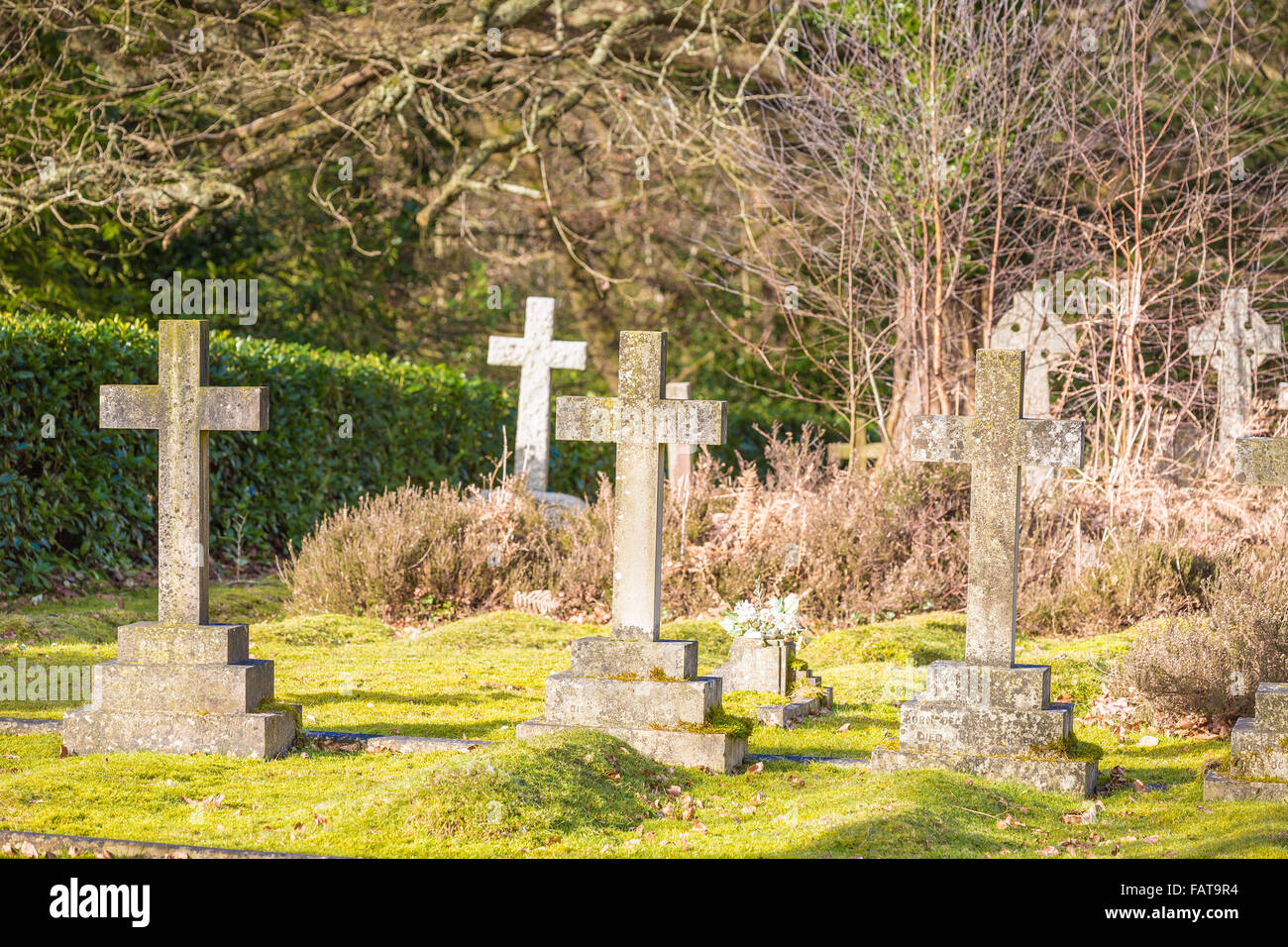 Three crosses in the churchyard Stock Photo Alamy