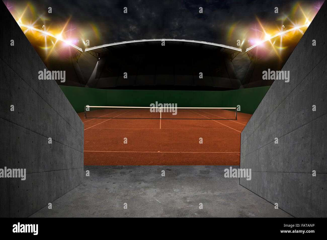 Tunnel to a tennis court Stock Photo Alamy