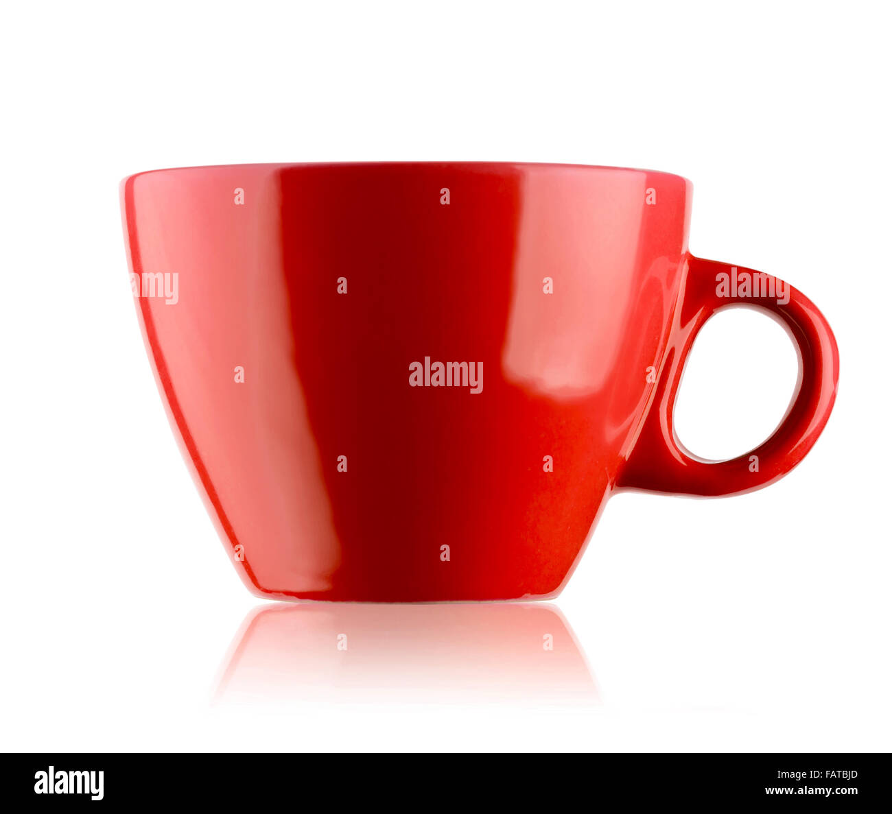 Red cup with handle isolated on white background Stock Photo Alamy