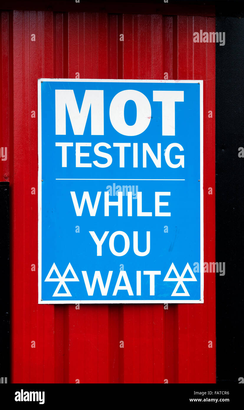 MOT testing sign, UK Stock Photo