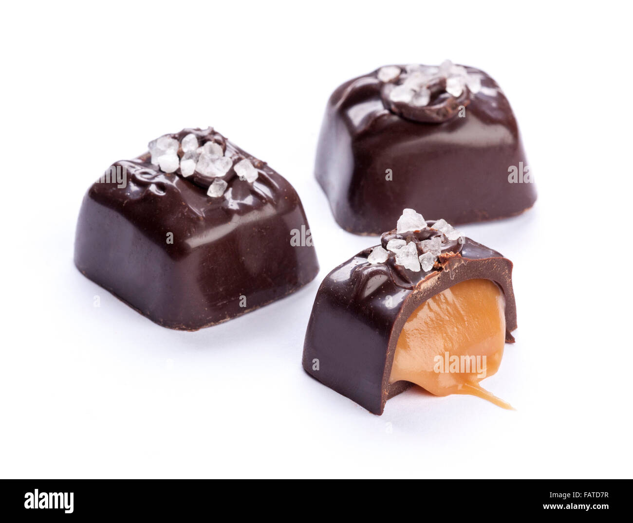 salted caramel chocolates Stock Photo