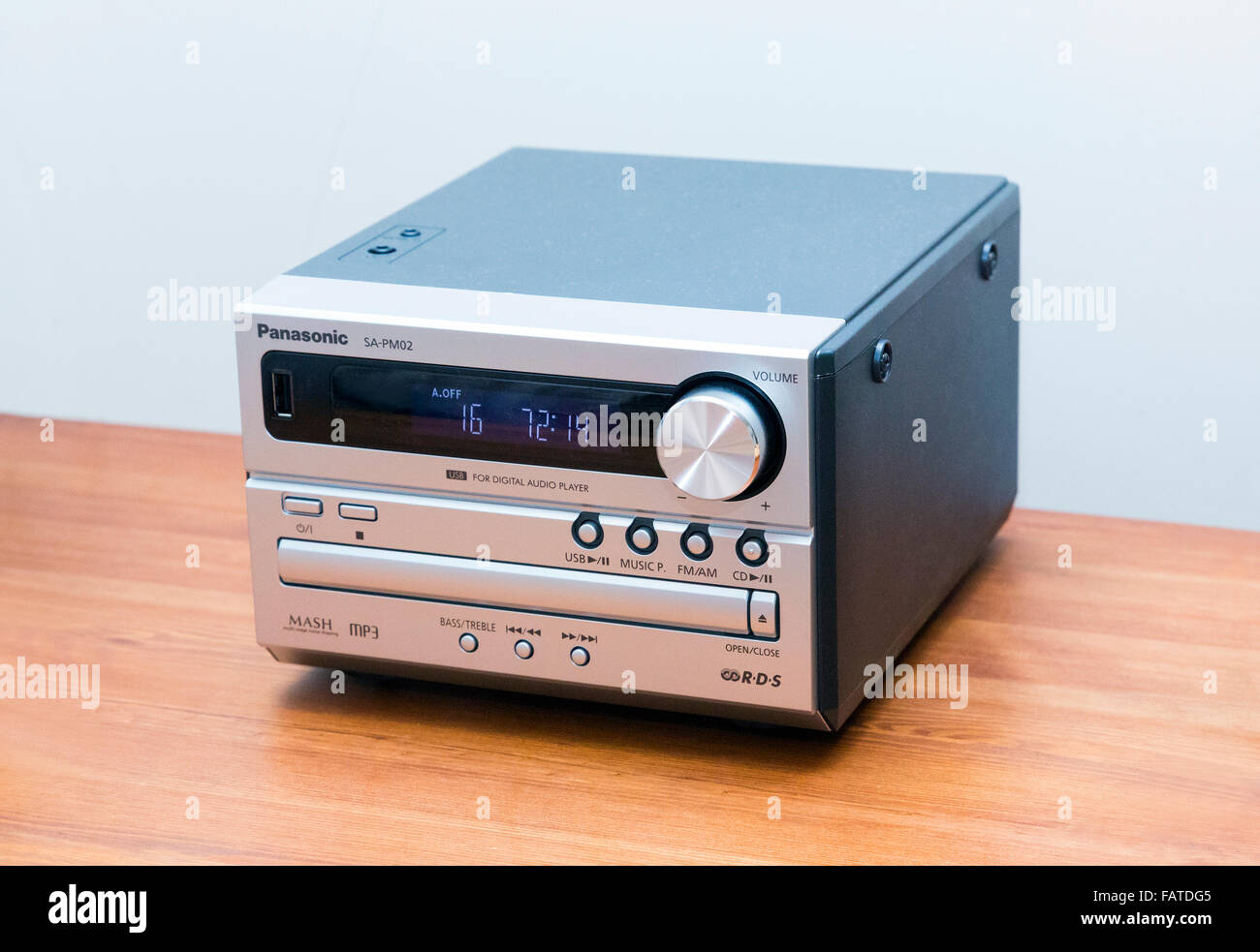 micro hifi unit with cd player and radio tuner made by Panasonic Stock Photo