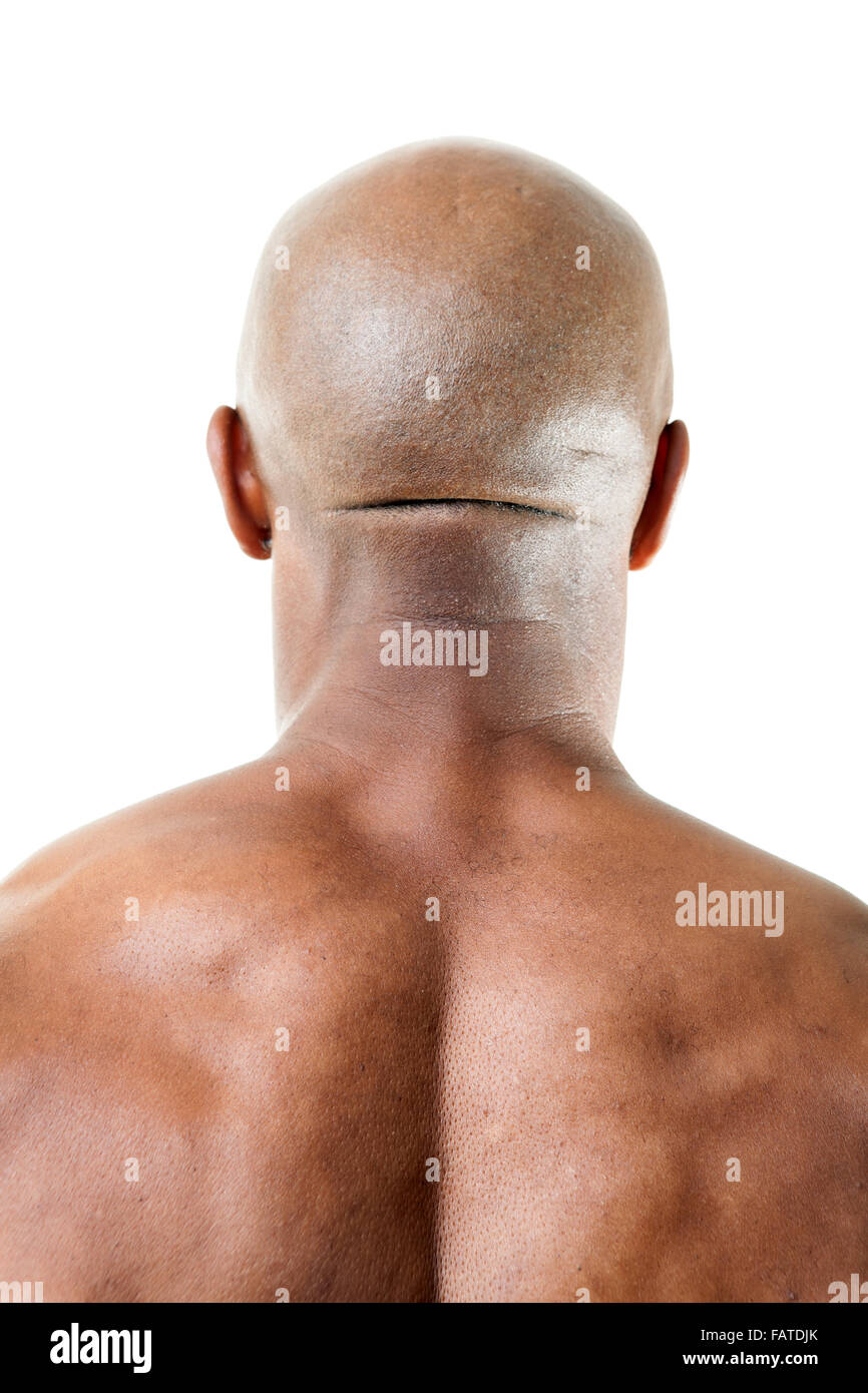 Muscular Mans Back of Head Stock Photo