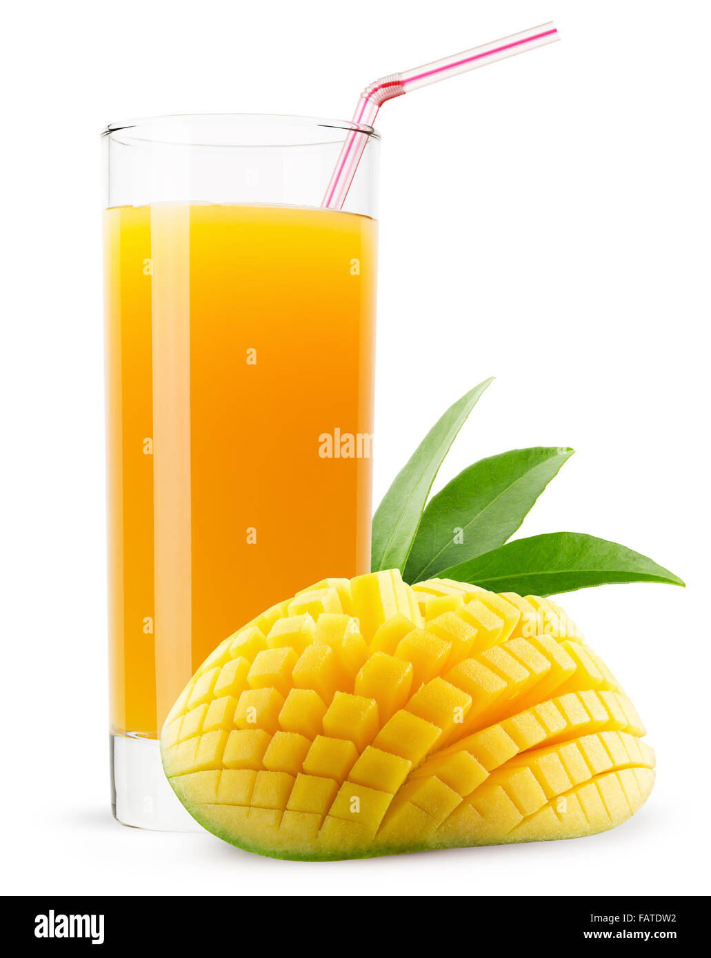 glass of mango juice isolated on white background Stock Photo - Alamy