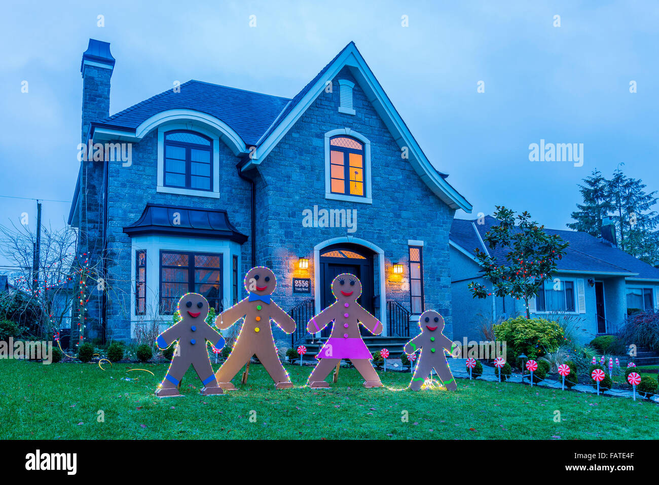 Chistmas lawn decorations. Stock Photo