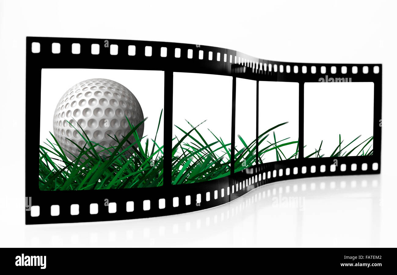 Golf Ball film strip on a white background Stock Photo