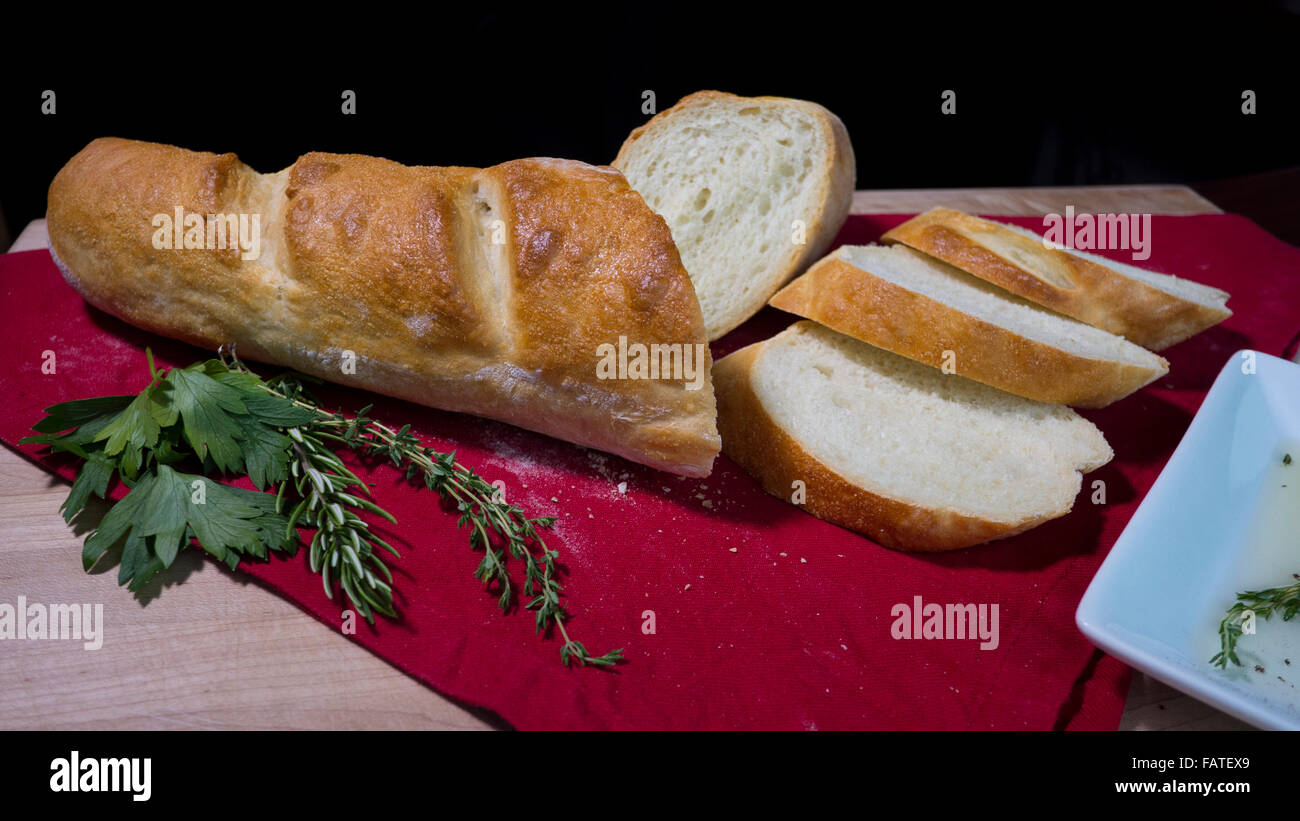 Fresh French Bread with HerbInfused Olive Oil Stock Photo Alamy