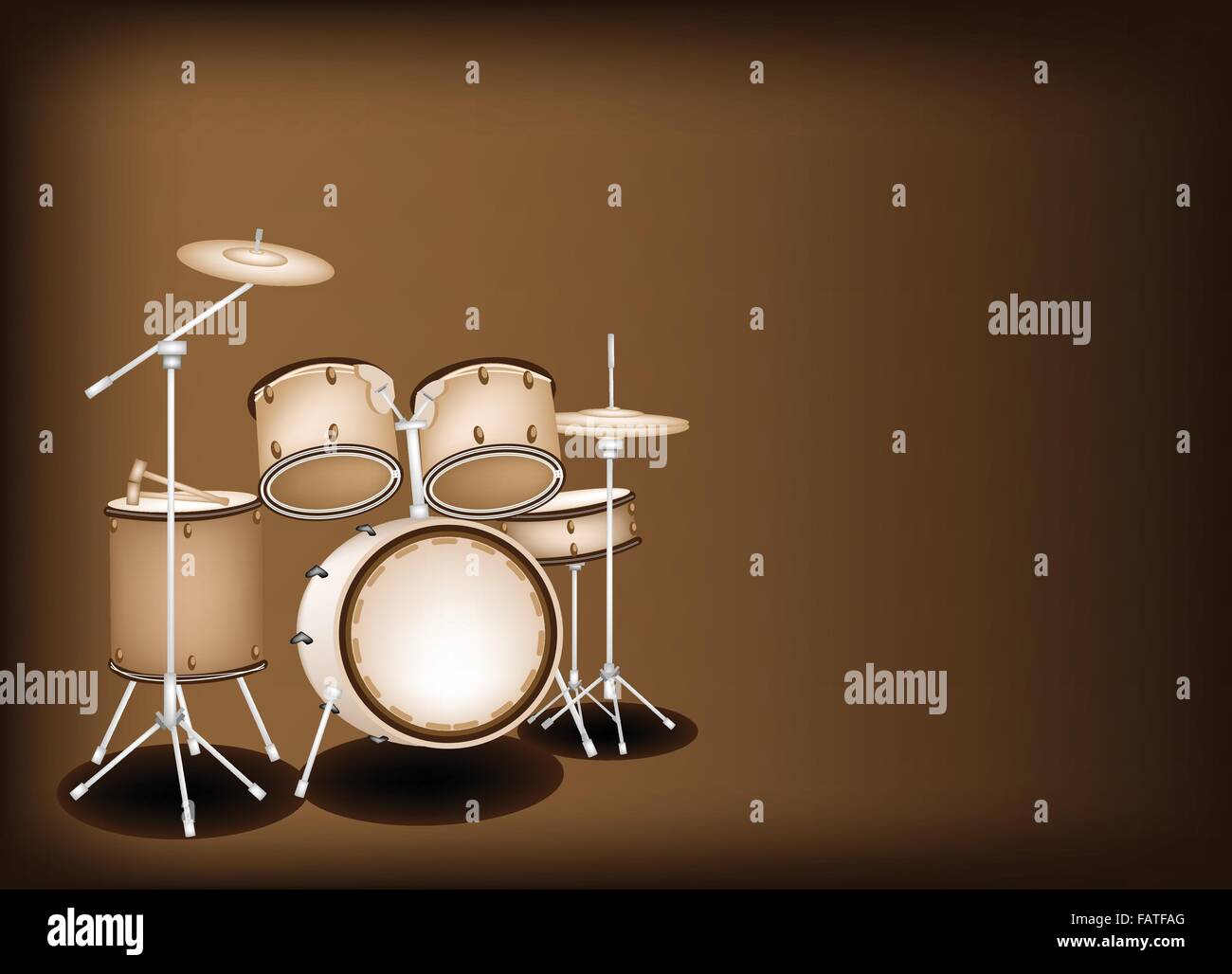 Music Instrument, An Illustration of A Set of Retro Style Jazz Drum Kit ...