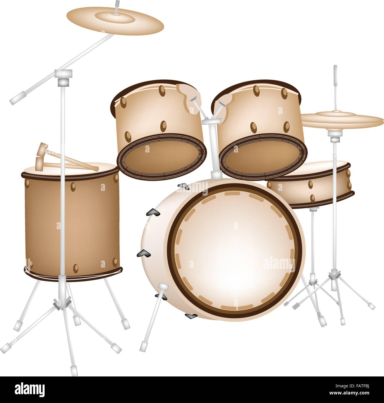 Music Instrument, An Illustration of A Set of Retro Style Jazz Drum Kit ...
