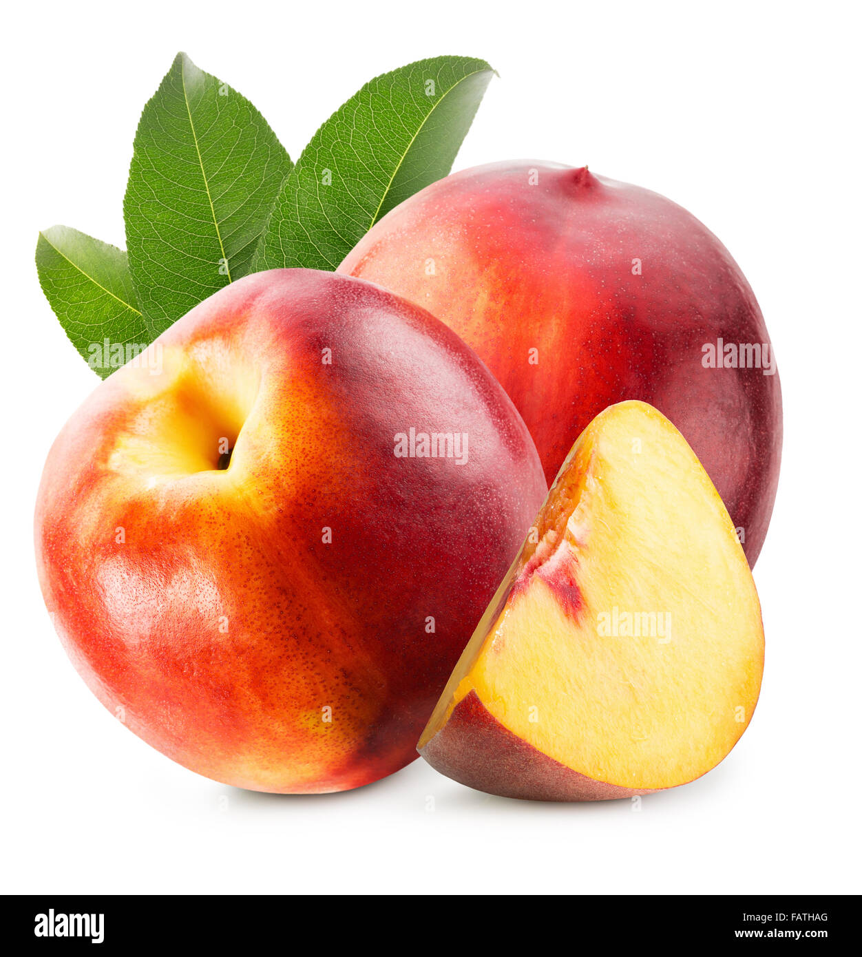 tasty nectarines isolated on the white background. Stock Photo