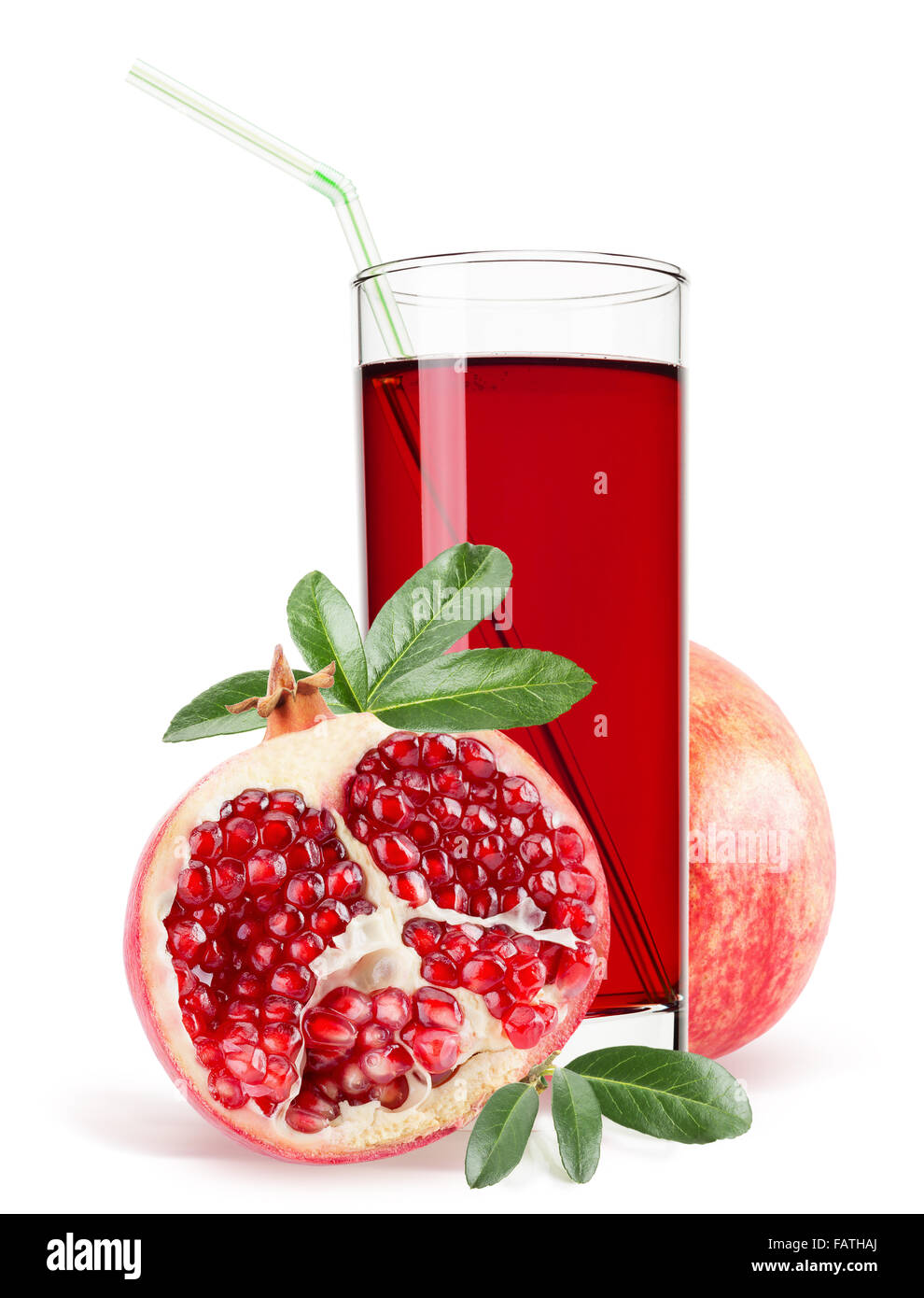 glass of pomegranate juice isolated on white background. Stock Photo