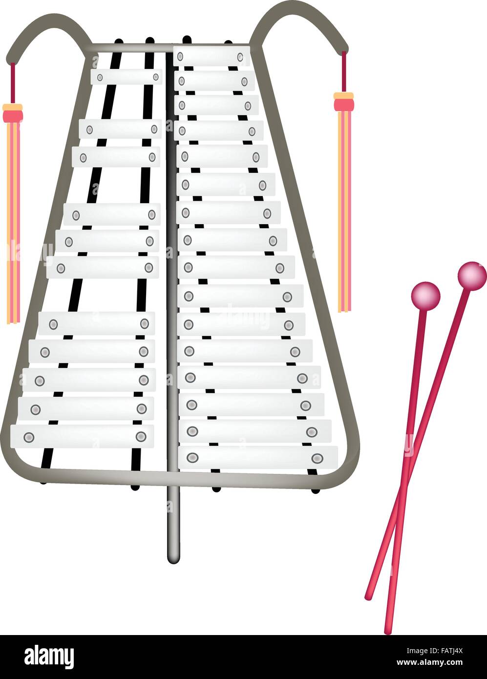 Music Instrument, An Illustration of Bell Lyra or Tone Bar and Beater