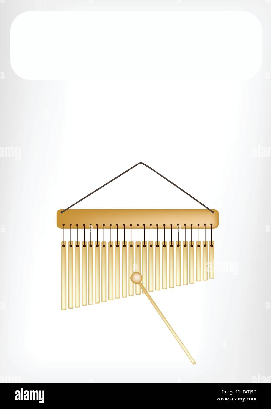 Music Instrument, An Illustration of Golden Bar Chimes and Beater with