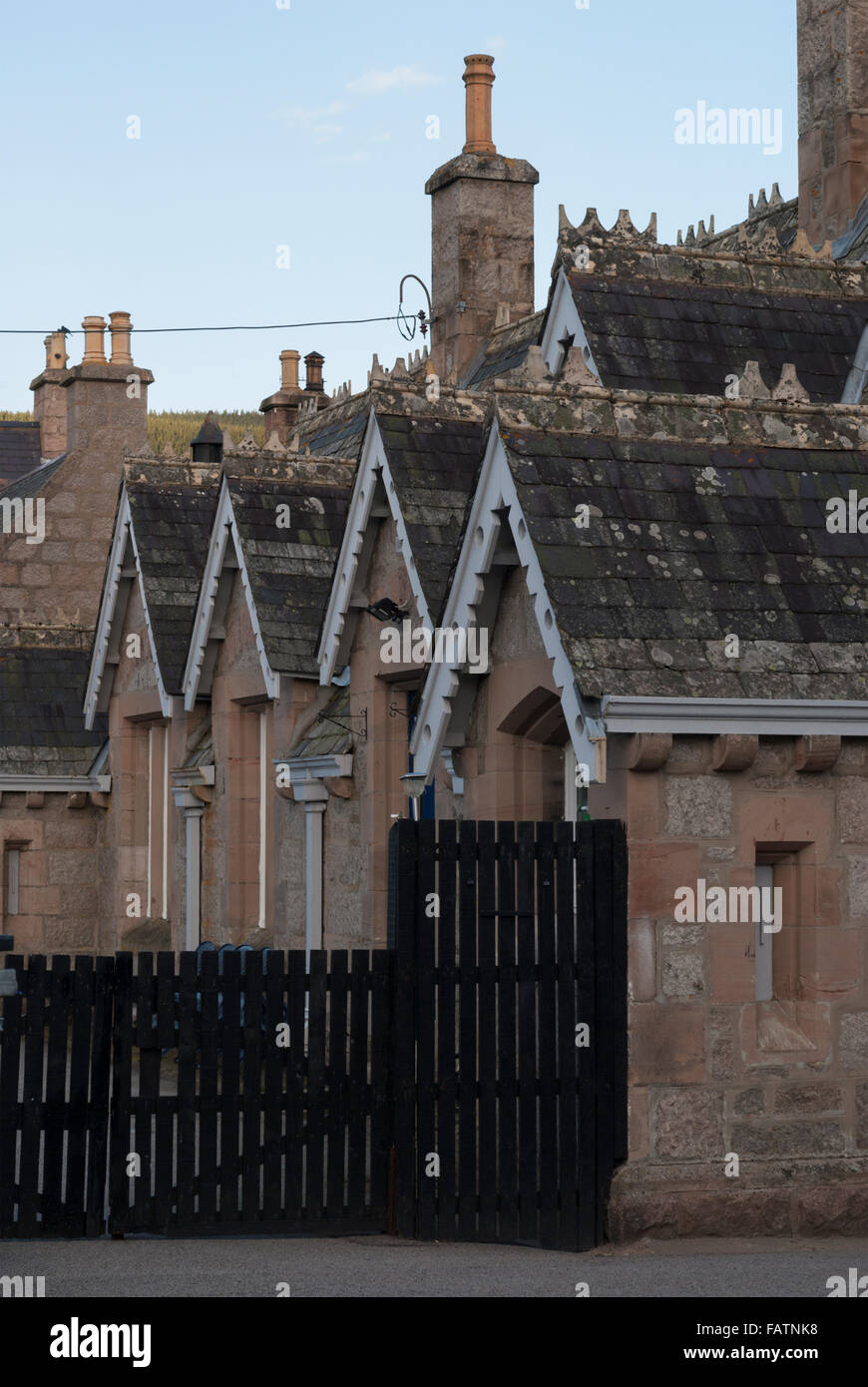 Row Of Victorian Cottage Roofs Ballater Scotland Stock Photo