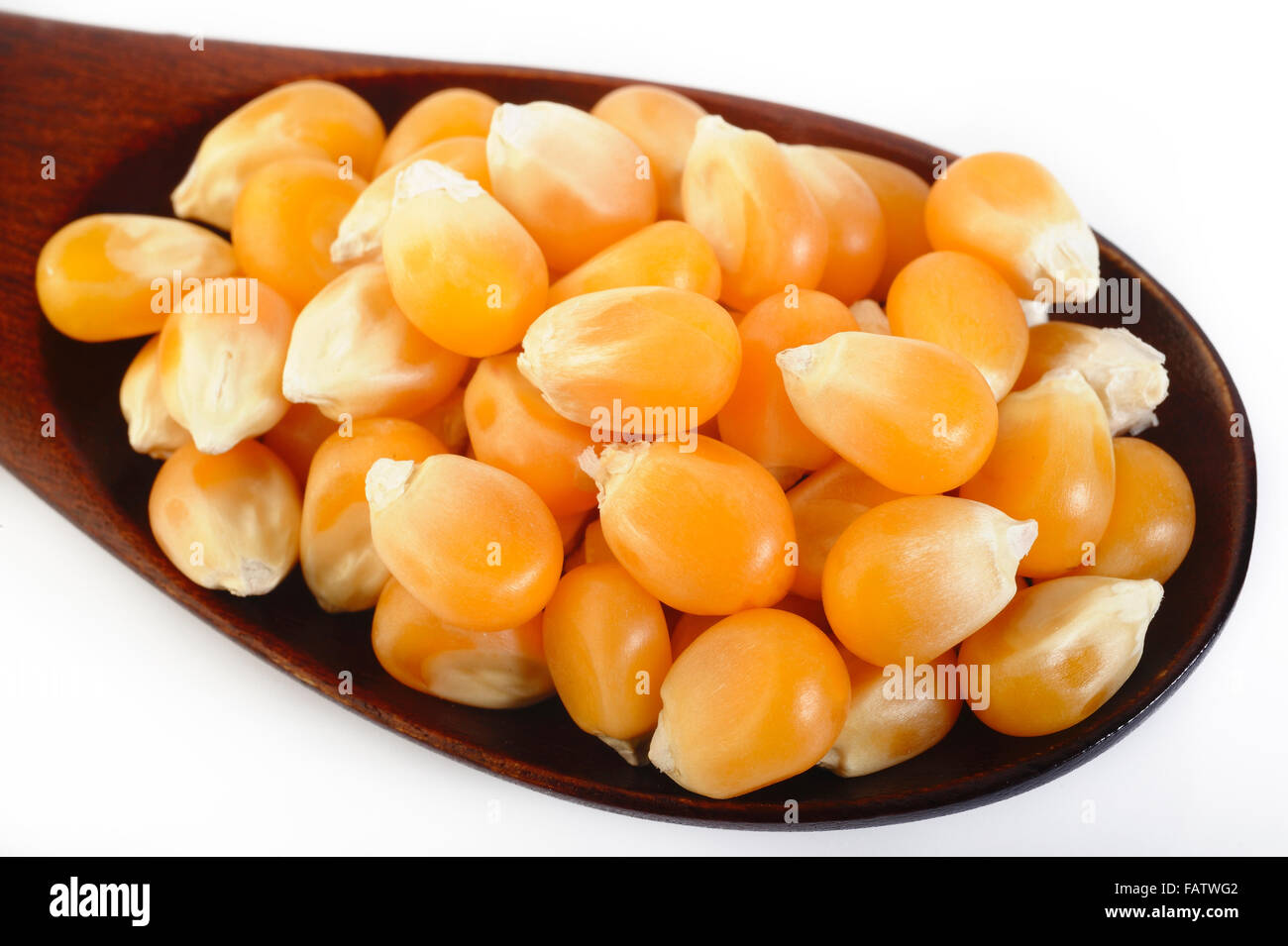 dried corn seeds in wooden spoon Stock Photo Alamy