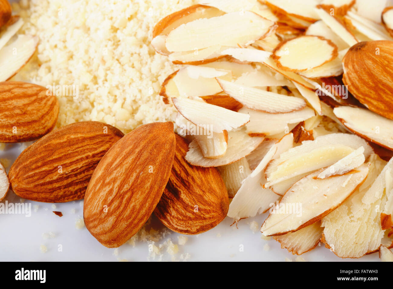 Ground almond and sliced almond Stock Photo Alamy