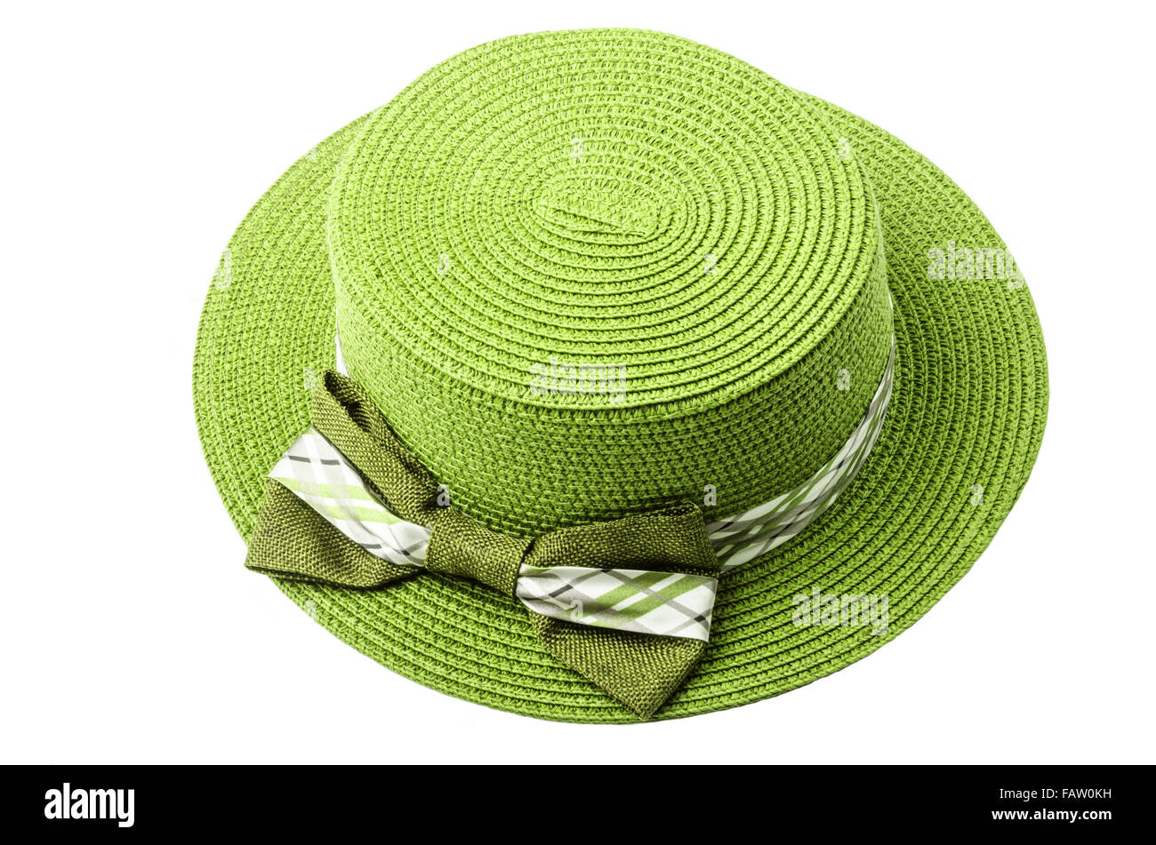 Straw green hat isolated on white background Stock Photo - Alamy