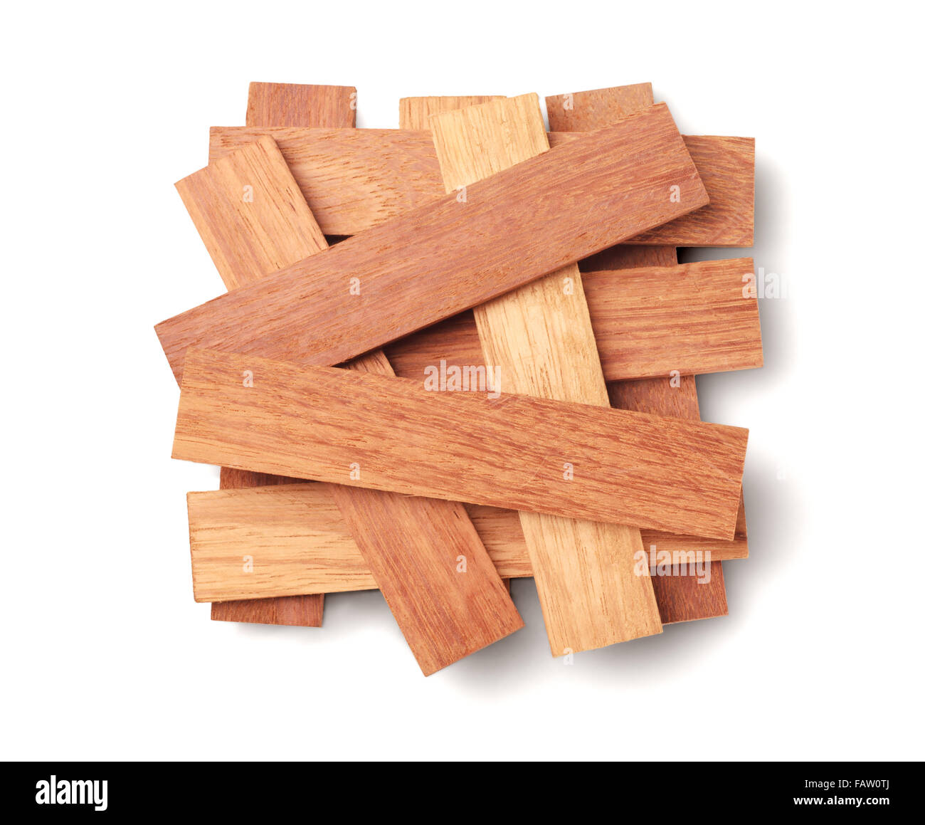 Wood Parquet Pieces on White Background Stock Photo