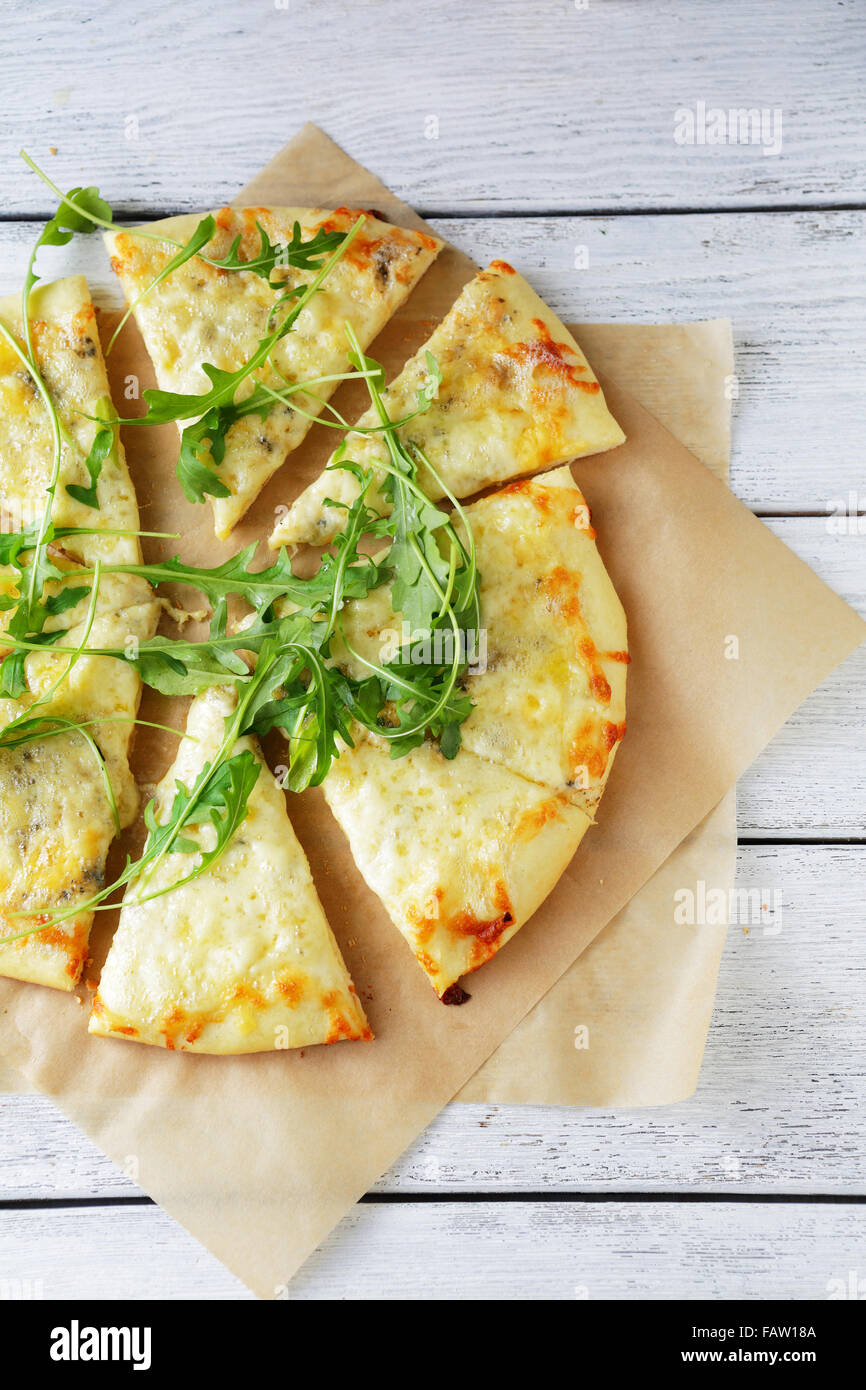 cheeses pizza slice top view Stock Photo Alamy