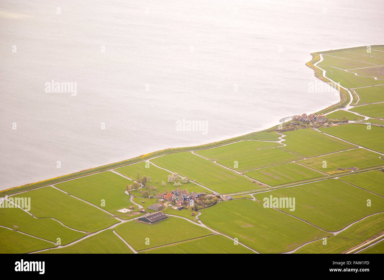 Aerial view of historic Marken island, The Netherlands Stock Photo