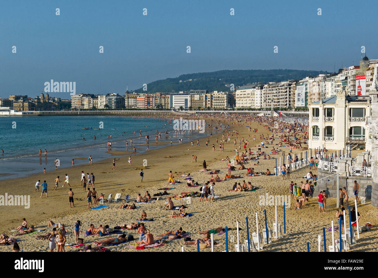 Urban beach Playa de la Concha, San Sebastián, Gipuzkoa, Basque Country, Spain Stock Photo