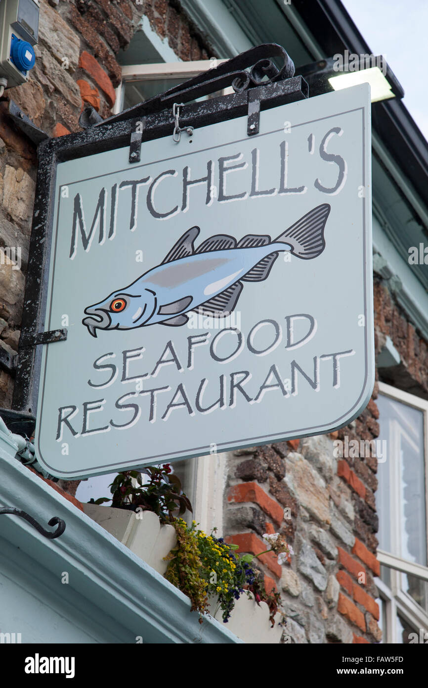 Mitchell's Restaurant Sign; Clifden; County Galway; Ireland Stock Photo