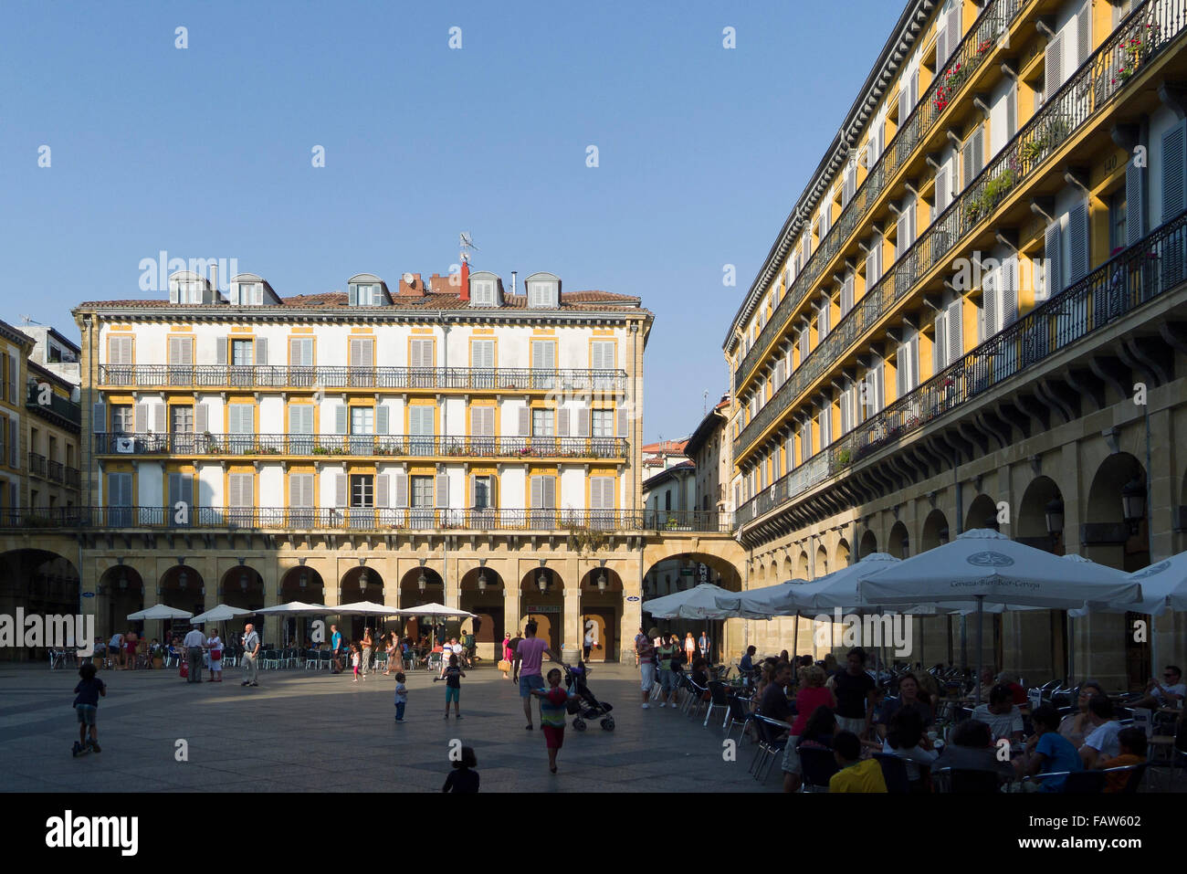 Piazza della Constitución, Old Town, San Sebastian, Gipuzkoa, Basque Country, Spain Stock Photo