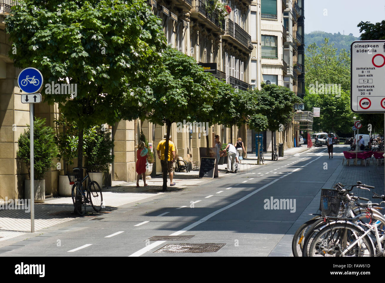 wide bicycle path, Donostia-San Sebastián, Gipuzkoa, Basque Country, Spain Stock Photo