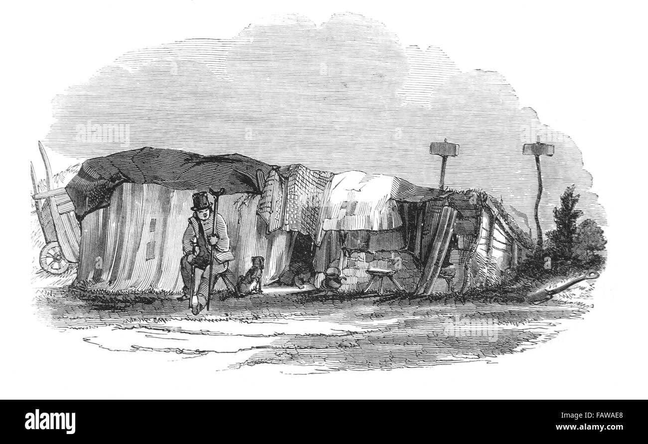 Encampments of the Striking Pitmen during the Great Strike of the Northumberland and Durham Coalfield in 1844 Illustrated London Stock Photo