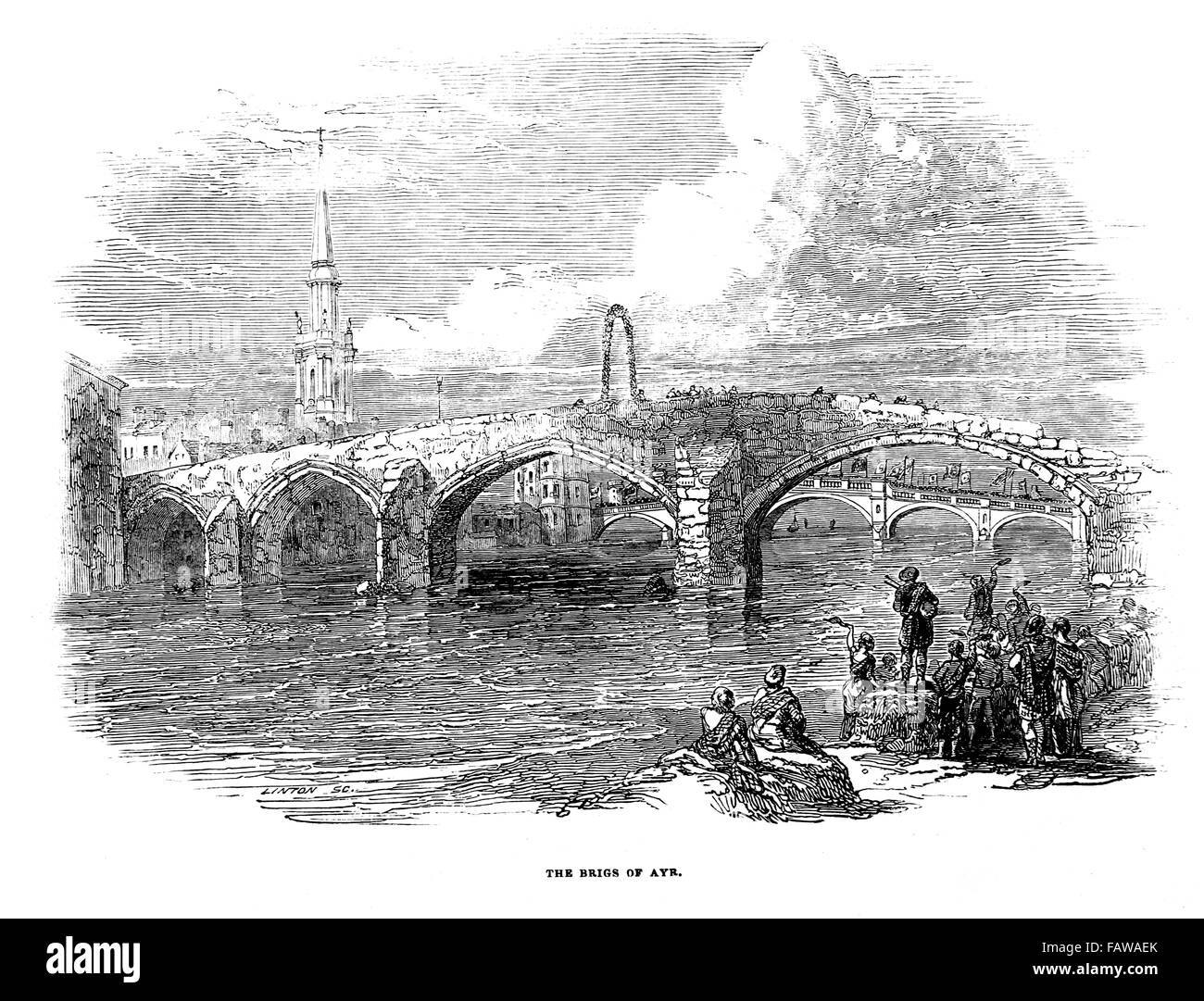 The Brigs of Ayr, Illustrated London News July 1844; Black and White ...