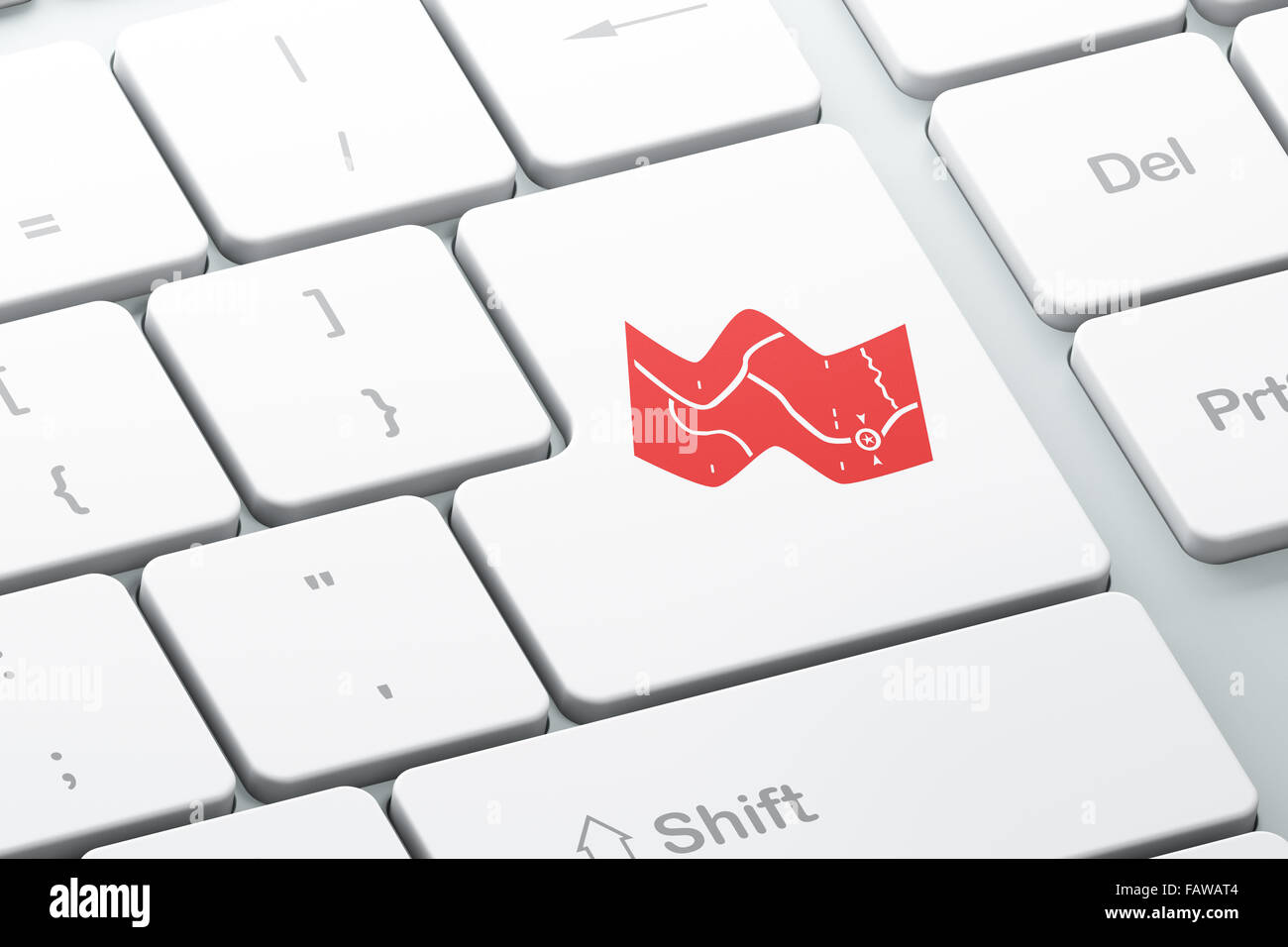 Travel concept: Map on computer keyboard background Stock Photo - Alamy