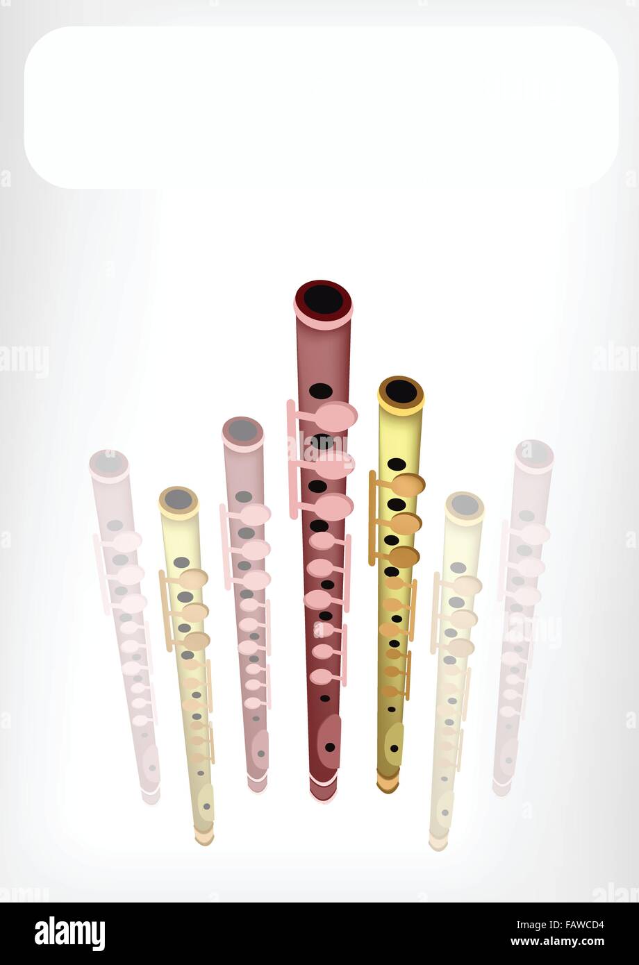 Music Instrument, An Illustration Brown Color of Vintage Piccolo Flute ...