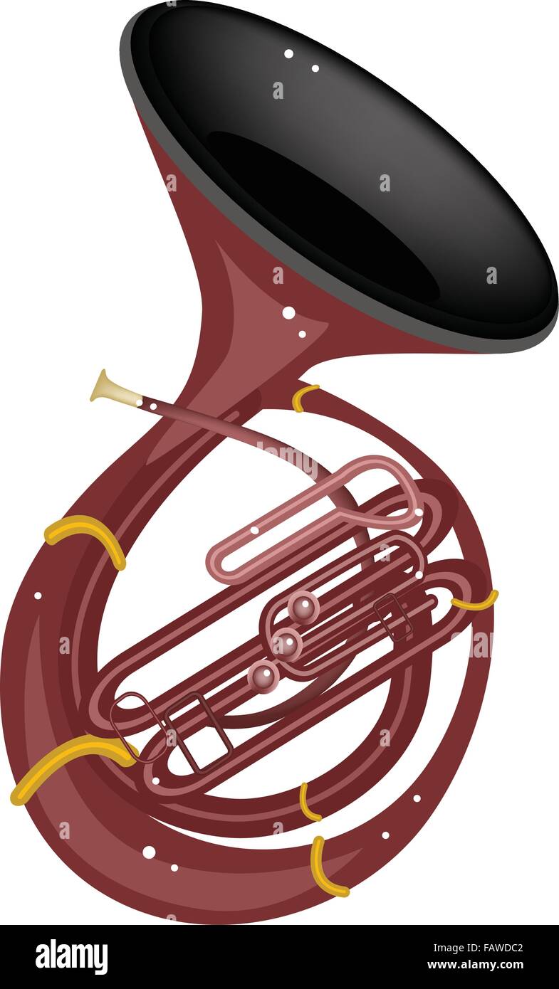 Music Instrument, An Illustration Brown Color of Vintage Sousaphone Isolated on White Background Stock Vector