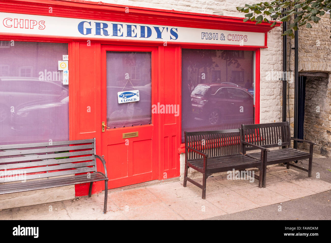 Greedy's Fish & Chips shop at Stow-on-the-Wold , Cheltenham , Gloucestershire , England , Britain , Uk Stock Photo