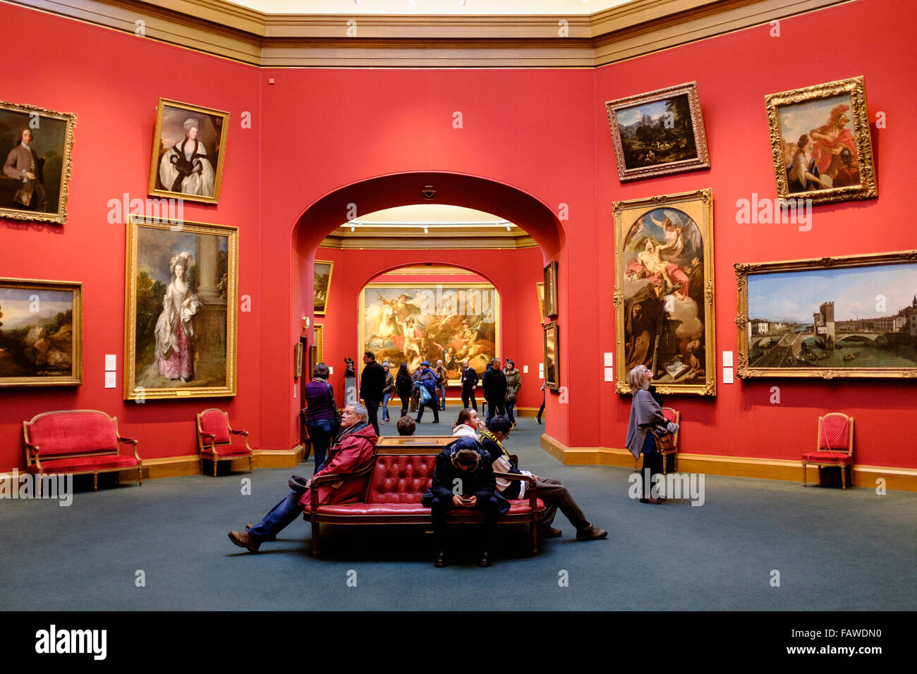 Interior of Scottish National Gallery art museum in Edinburgh Scotland