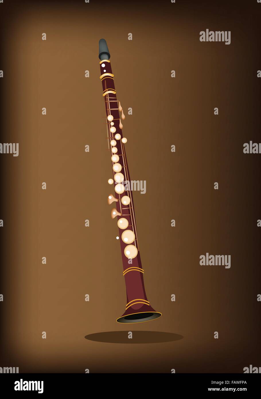 Music Instrument, An Illustration Brown Color of Vintage Clarinet on ...