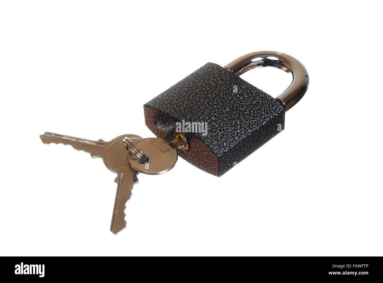 a closed padlock with keys on a white background Stock Photo - Alamy