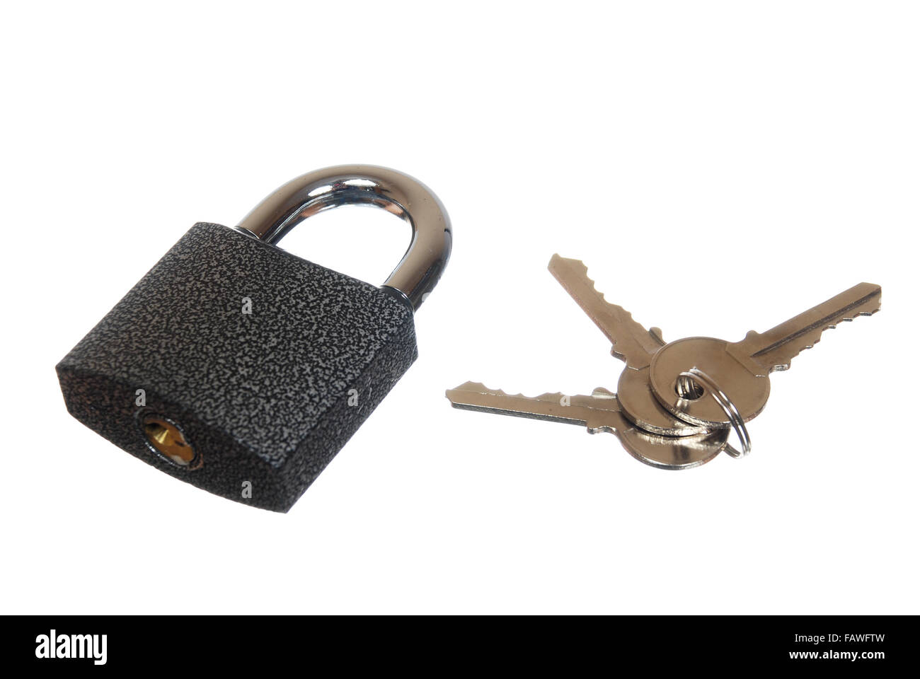 a closed padlock with keys on a white background Stock Photo - Alamy
