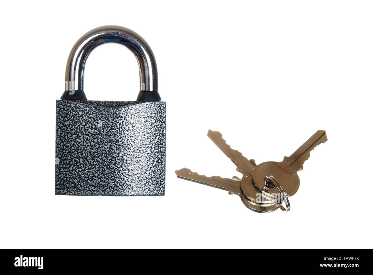 a closed padlock with keys on a white background Stock Photo - Alamy