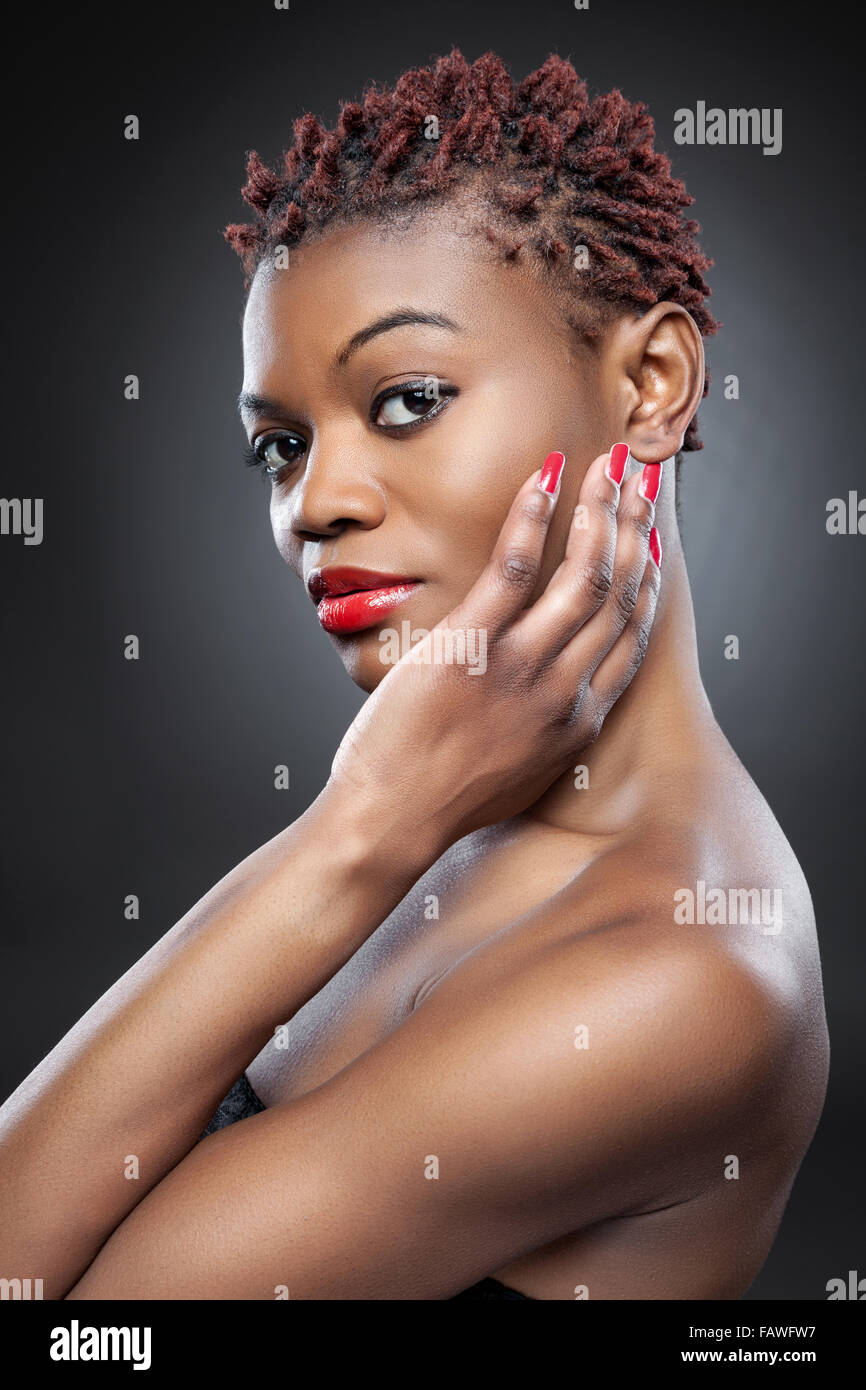 Black Beauty With Short Spiky Red Hair Stock Photo 92759667 Alamy