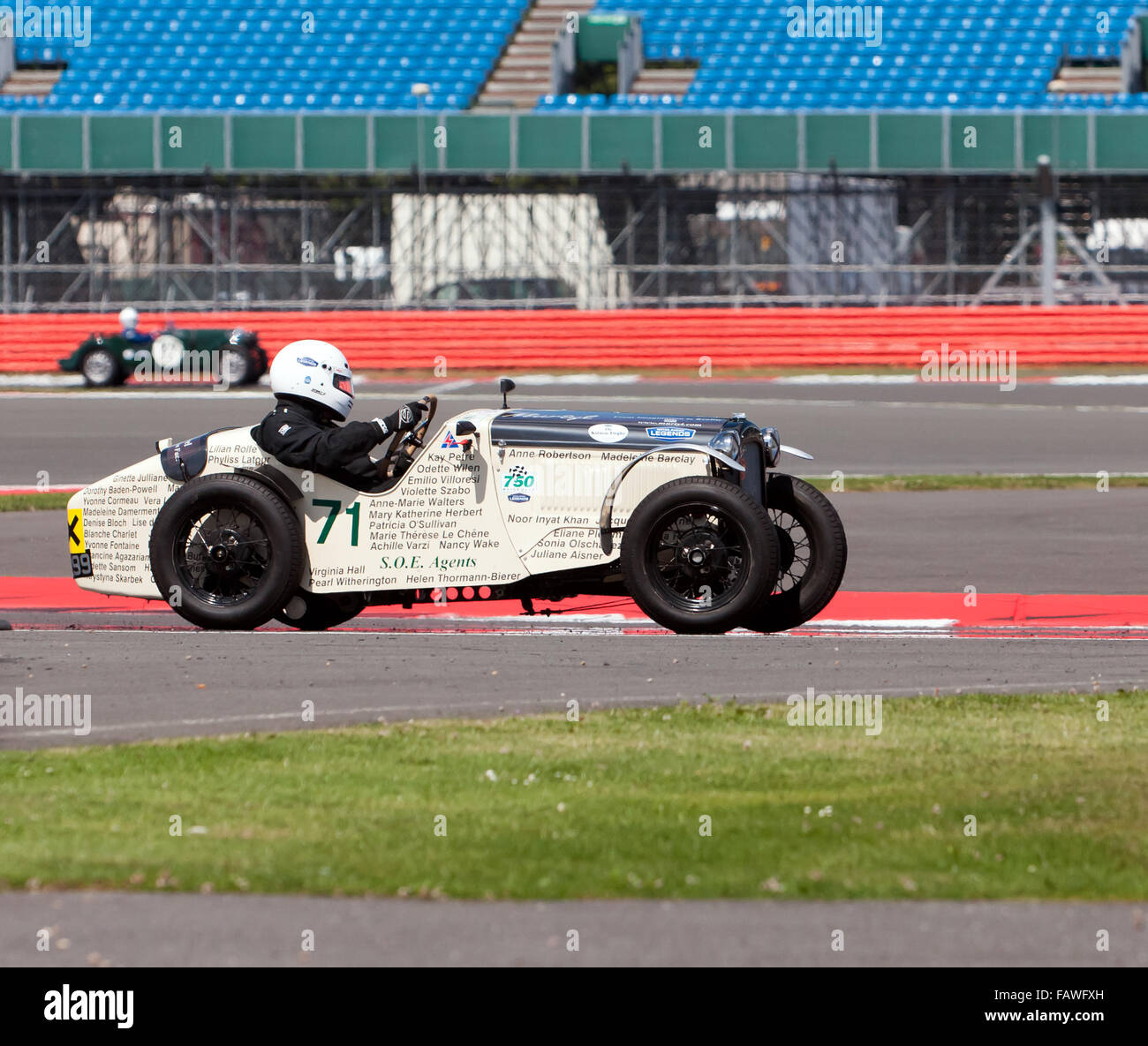 A Pre War, Austin Seven Ulster replica, in the Kidston Trophy for Pre War  Sports Cars,  at the 2015 Silverstone Classic Stock Photo