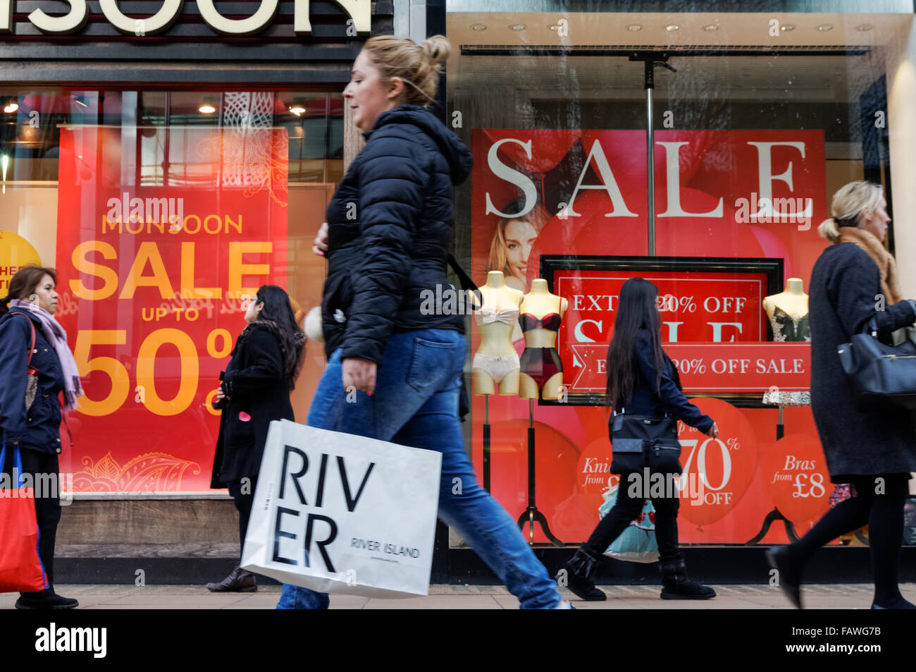 January sales on Oxford Street, London England United Kingdom UK Stock Photo