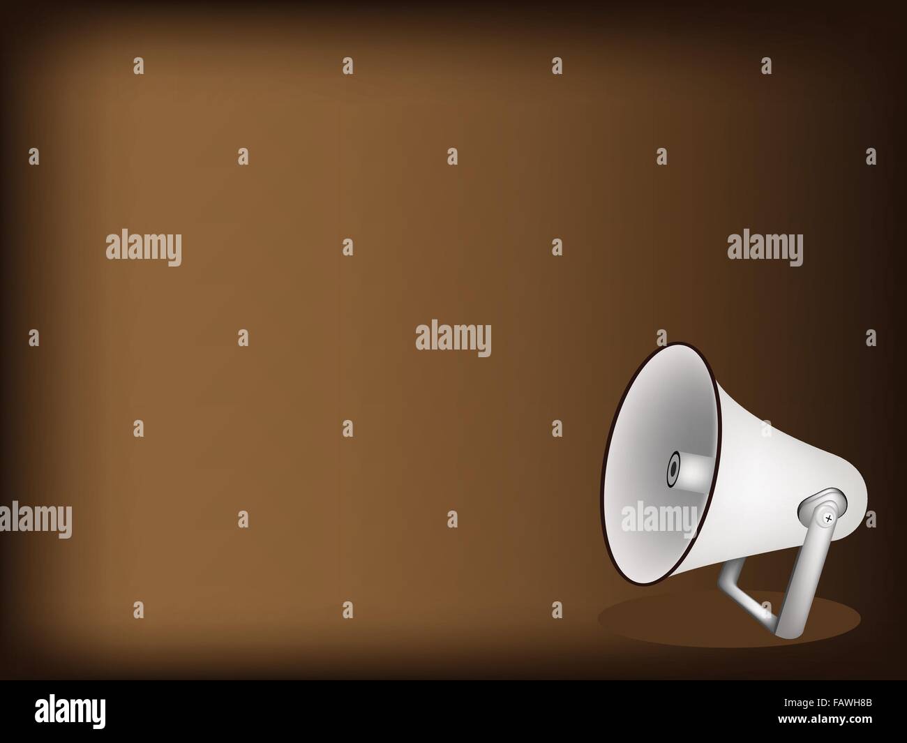 An Illustration Megaphones or Loudspeakers on Beautiful Dark Brown Background with Copy Space for Text Decorated Stock Vector