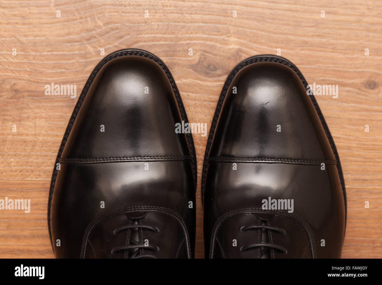 Expensive hand made leather business shoes Stock Photo
